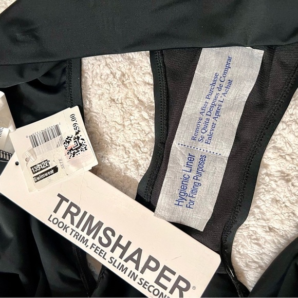 NWT TRIMSHAPER Plus 24 Women's Yoke Brief Swim Bottom High-Waisted Black Bikini - Picture 8 of 9